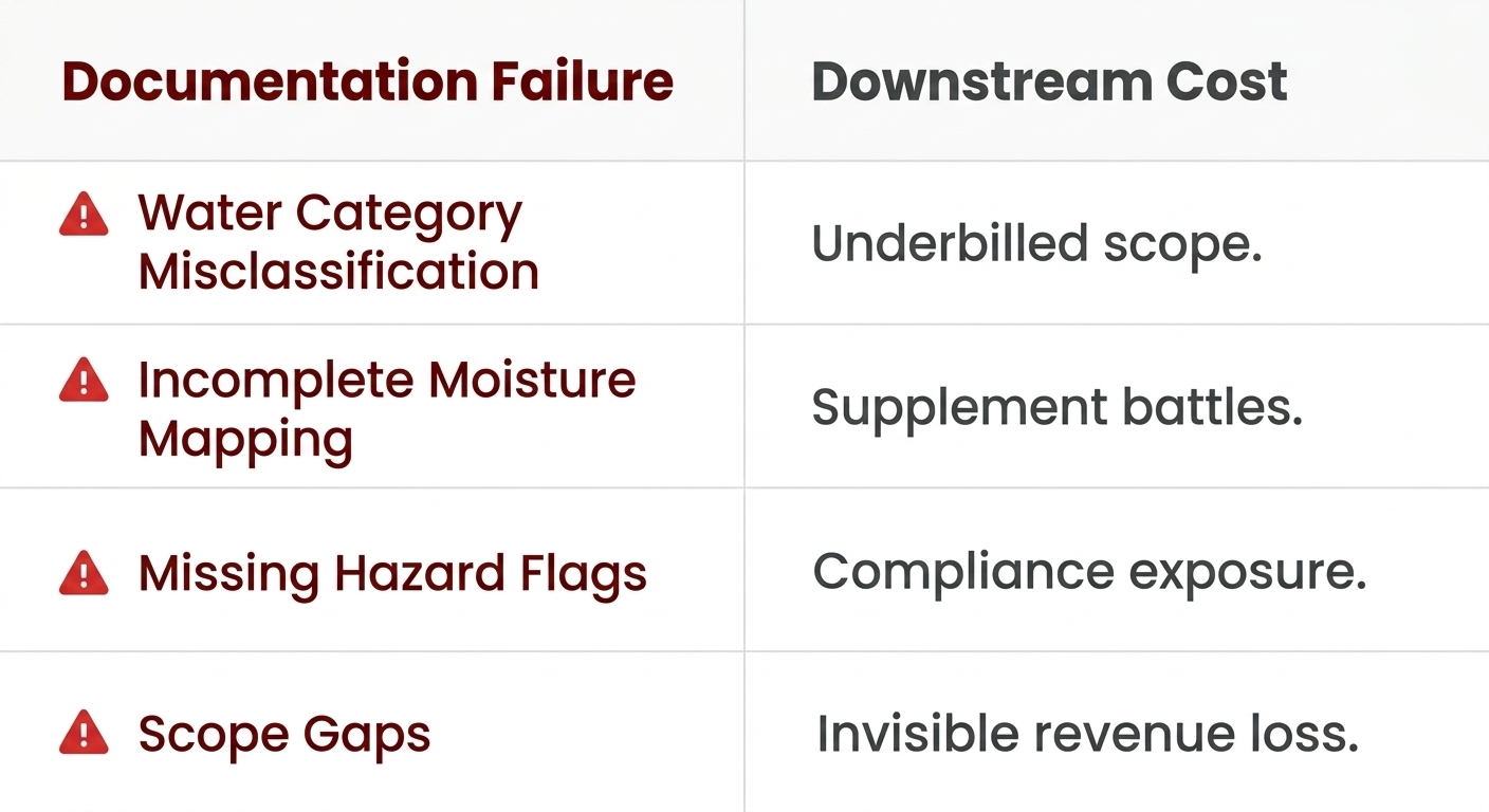 four restoration documentation failures and their downstream estimating costs